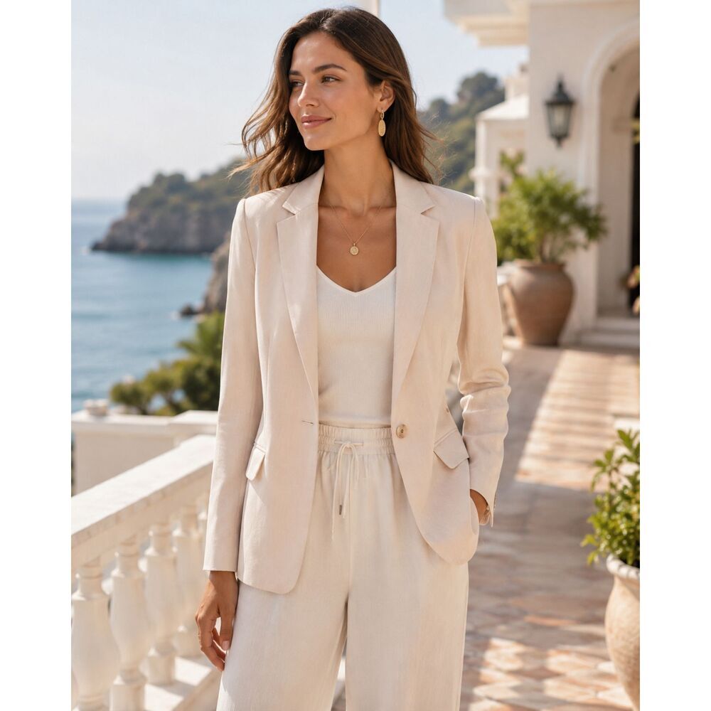 Babaton Cream Single-Button Blazer